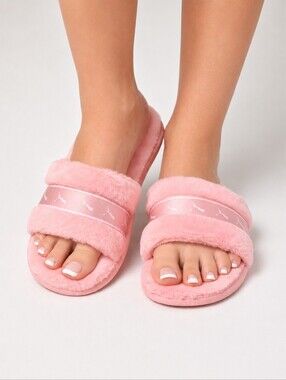 PUMA Fluff Remix Women's Slipper Slide Slip On Lotus Puma White Light Pink